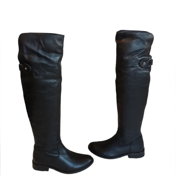 Frye Shirley OTK Leather Knee High Black Riding Boots - Sz 8 - Picture 2 of 16